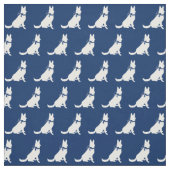 German Shepherd Dog Silhouette Pet Navy Blue Stof (Swatch)