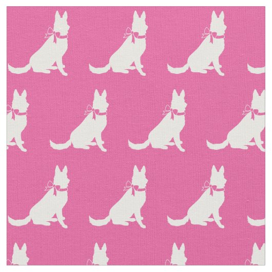 German Shepherd Dog Silhouette Pet Pink Stof (Close Up)