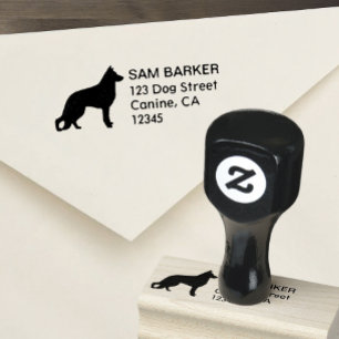 German Shepherd Dog Silhouette Return Address Rubberstempel