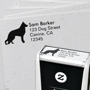 German Shepherd Dog Silhouette Return Address Zelfinktende Stempel