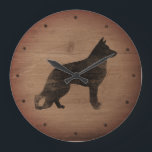 German Shepherd Dog Silhouette Rustige Style GSD Grote Klok<br><div class="desc">De Duitse Shepherd Dog Silhouette Shabby Chic Faux Wood Decorative Wall Clock. De muurklok van deze robuuste stijlGSD van het minnaar is geweldig voor thuis of kantoor. Toon je liefde voor de Duitse herders terwijl je de tijd in de gaten houdt. Maakt een perfect cadeau voor iemand die van hun...</div>