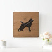 German Shepherd Dog Silhouette Rustige Style GSD K Vierkante Klok (Huis)