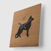 German Shepherd Dog Silhouette Rustige Style GSD K Vierkante Klok (Hoek)