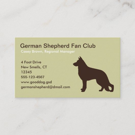 German Shepherd Dog Silhouette Visitekaartje (Voorkant)
