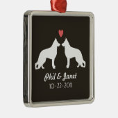 German Shepherd Dog Silhouettes Couple Custom Metalen Ornament (Rechts)