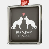 German Shepherd Dog Silhouettes Couple Custom Metalen Ornament (Links)