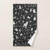 German Shepherd Dog Silhouettes - Grayscale Bad Handdoek (Handdoek)