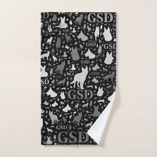 German Shepherd Dog Silhouettes - Grayscale Bad Handdoek (Handdoek)