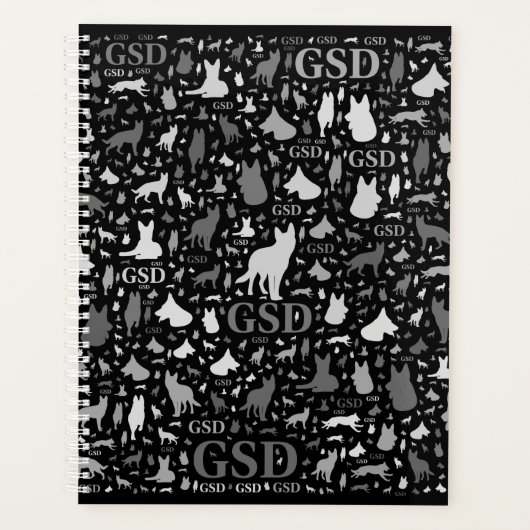 German Shepherd Dog Silhouettes - Grayscale Planner (Voorkant)