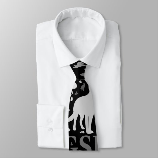 German Shepherd Dog Silhouettes - Grayscale Stropdas (Gebonden)