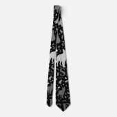 German Shepherd Dog Silhouettes - Grayscale Stropdas (Achterkant)