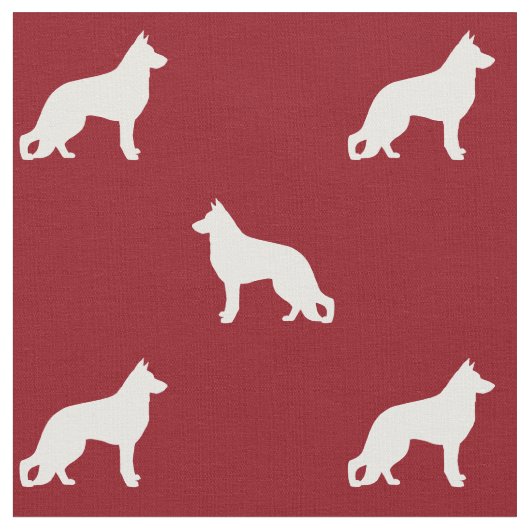 German Shepherd Dog Silhouettes GSD Pattern Stof (Close Up)