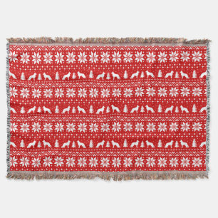German Shepherd Dog Silhouettes kerst Pattern Deken