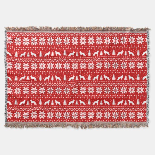 German Shepherd Dog Silhouettes kerst Pattern Deken (Voorkant)