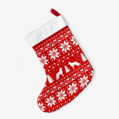 German Shepherd Dog Silhouettes Pattern Cute Kleine Kerstsok (Achterkant (Hangend))