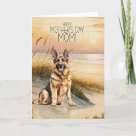 German Shepherd Dog Sunset Beach Mother's Day Feestdagen Kaart