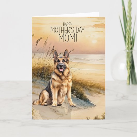 German Shepherd Dog Sunset Beach Mother's Day Feestdagen Kaart (Voorkant)