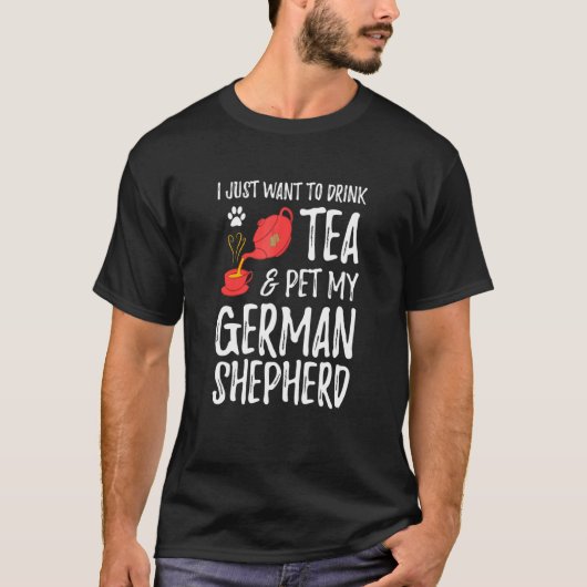 German Shepherd Dog Tea Drinker Dog mama T-shirt (Voorkant)