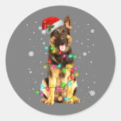 German Shepherd Dog Tree Christmas Sweater Xmas  C Ronde Sticker (Voorkant)