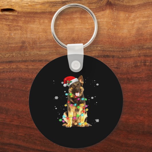 German Shepherd Dog Tree Christmas Sweater Xmas Do Sleutelhanger (Voorkant)