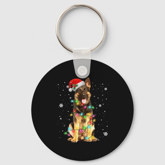 German Shepherd Dog Tree Christmas Sweater Xmas Do Sleutelhanger (Voorkant)