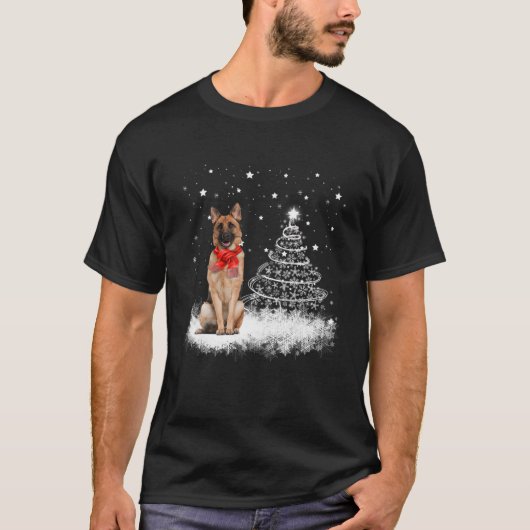 German Shepherd Dog Tree Kerstmis Pet Dog T-shirt (Voorkant)