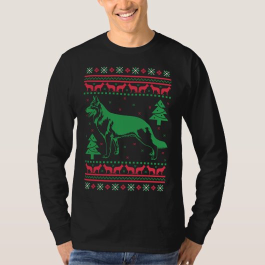 German Shepherd Dog Ugly Sweater Kerstmis T-shirt (Voorkant)
