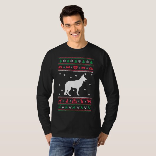 German Shepherd Dog Ugly Sweater Kerstmis T-shirt (Voorkant volledig)