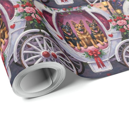 German Shepherd Dog Valentine's Day  Cadeaupapier (Rol Hoek)