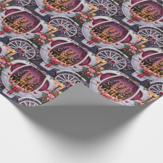 German Shepherd Dog Valentine's Day  Cadeaupapier (Hoek)