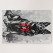 German Shepherd Dog Valentine's Day Red Bow Legpuzzel (Horizontaal)