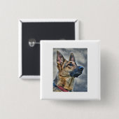 German Shepherd Dog Vierkante Button 5,1 Cm (Voorkant /achterkant)