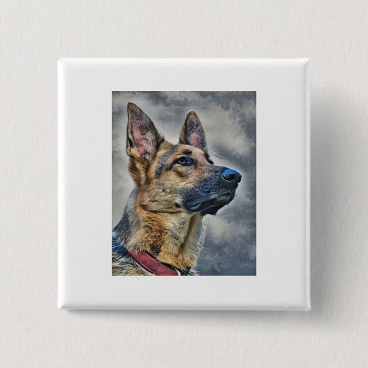 German Shepherd Dog Vierkante Button 5,1 Cm (Voorkant)