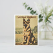 German Shepherd Dog Vintage Art Briefkaart (Staand voorkant)