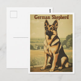 German Shepherd Dog Vintage Art Briefkaart