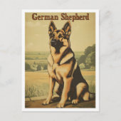 German Shepherd Dog Vintage Art Briefkaart (Voorkant)