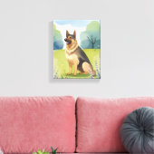 German Shepherd | Dog Watercolor Painting Canvas Afdruk (Insitu (Woonkamer))
