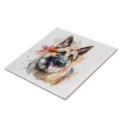 German Shepherd Dog, Waterverf Art Tegeltje (Zijkant)