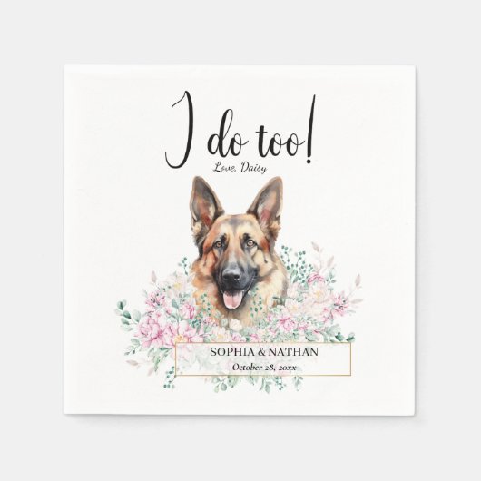 German Shepherd Dog Wedding Cocktail Napkins Servet (Voorkant)