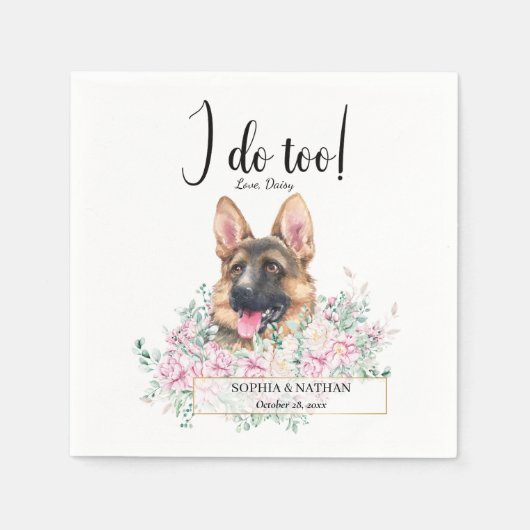 German Shepherd Dog Wedding Cocktail Napkins Servet (Voorkant)