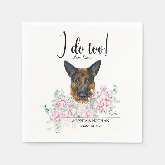 German Shepherd Dog Wedding Cocktail Napkins Servet (Voorkant)