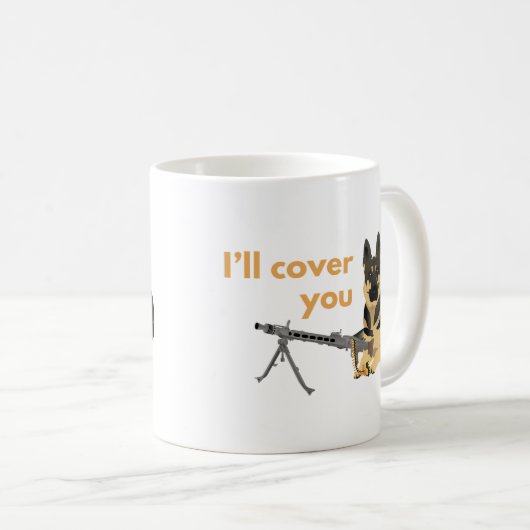 German Shepherd Dog with a Machine Pistool Koffiemok (Voorkant rechts)