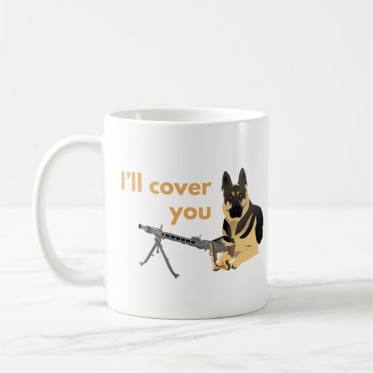 German Shepherd Dog with a Machine Pistool Koffiemok (Links)
