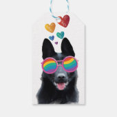 German Shepherd Dog with Hearts Valentijnsdag Cadeaulabel (Achterkant)