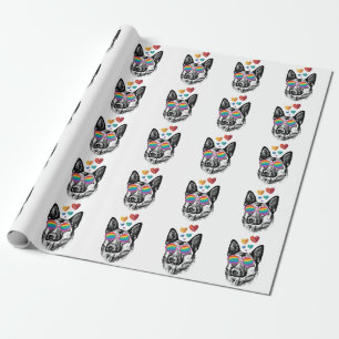 German Shepherd Dog with Hearts Valentijnsdag Cadeaupapier