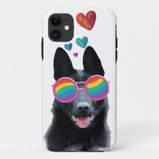 German Shepherd Dog with Hearts Valentijnsdag Case-Mate iPhone Case (Achterkant)