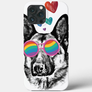 German Shepherd Dog with Hearts Valentijnsdag Case-Mate iPhone Case
