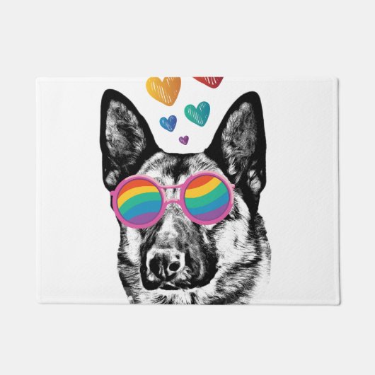 German Shepherd Dog with Hearts Valentijnsdag Deurmat (Voorkant)