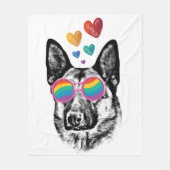 German Shepherd Dog with Hearts Valentijnsdag Fleece Deken (Voorkant)