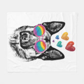 German Shepherd Dog with Hearts Valentijnsdag Fleece Deken (Voorkant (Horizontaal))